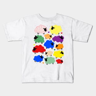 Cute colorful snoozing sheep design Kids T-Shirt